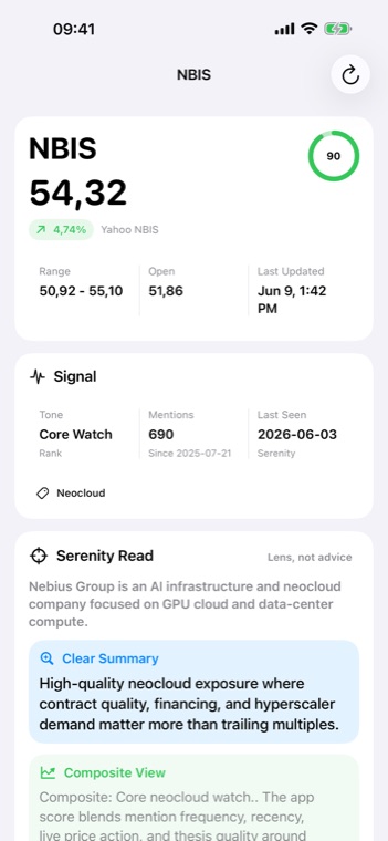 AleaLens stock detail screenshot