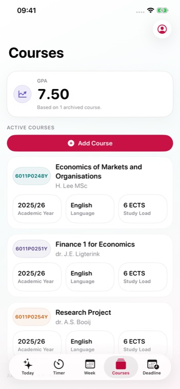 UniPilot courses screenshot